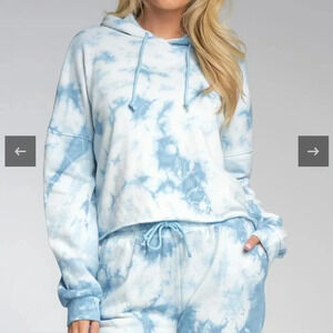 NWT Elan Blue Tie Dye Hoodie Sweatshirt L